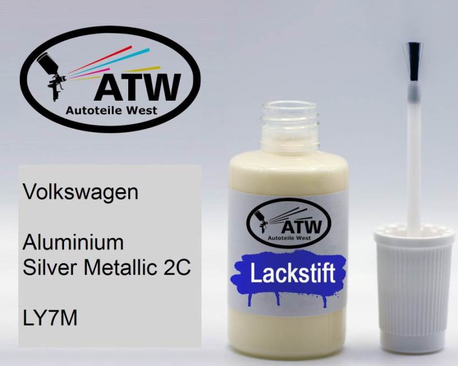 Volkswagen, Aluminium Silver Metallic 2C, LY7M: 20ml Lackstift, von ATW Autoteile West.